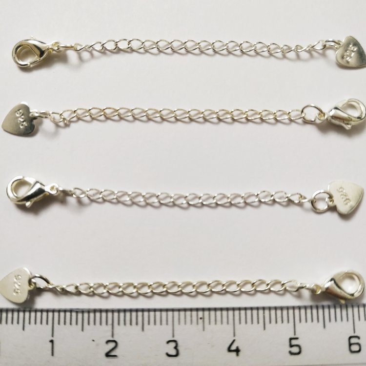 Цепочка-удлинитель 6,5 см, с замком и подвеской "сердце", серебро 925