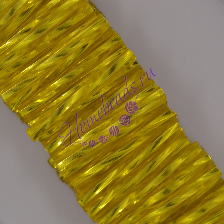 Стеклярус 87010tw, желтый, 20 мм