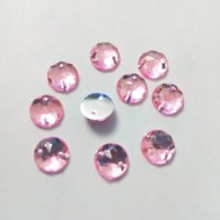 Стразы пришивные акриловые, круг, 8 мм, розовые