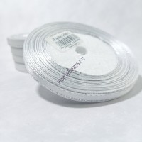 Лента атласная с люрексом 0,6 см, белый/серебро