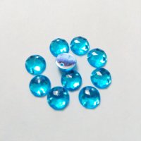 Стразы пришивные акриловые, круг, 8 мм, голубые