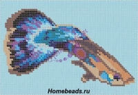 Схема для полной вышивки бисером на габардине «Рыбка»