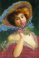 Схема для частичной вышивки бисером на габардине - «Женщина в шляпе» А3, Н-193